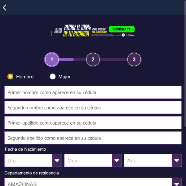 Registration Step 1